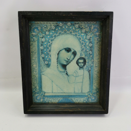 Икона Казанской Божией Матери в рамке, печать, размер полотна 20х17 см. Картинка 1